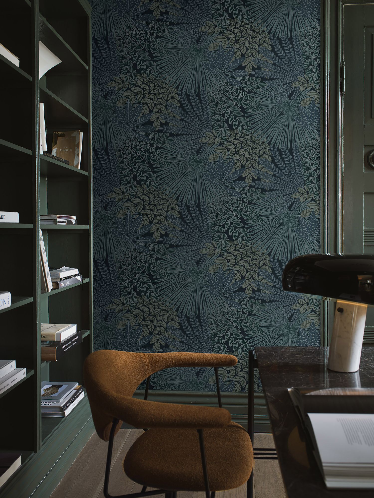 2261 Velvet Leaves Blue and Turquoise Wallpaper by Boråstapeter