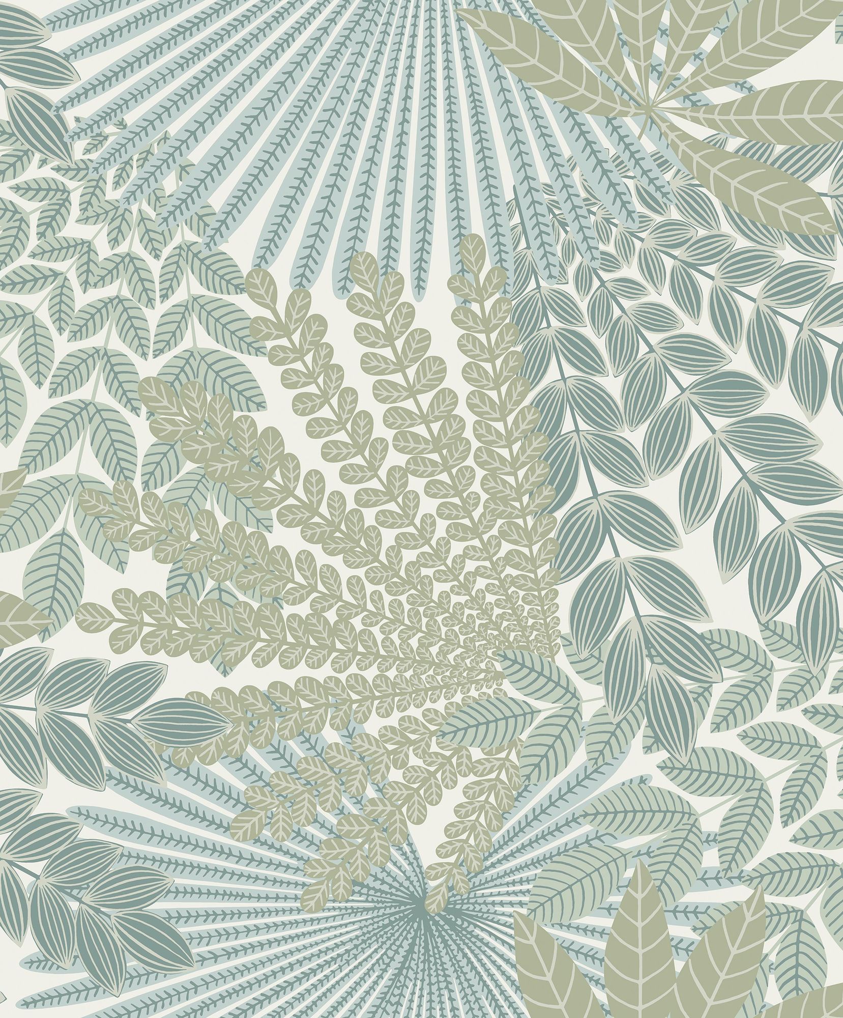 2262 Velvet Leaves Green and Blue Wallpaper by Boråstapeter