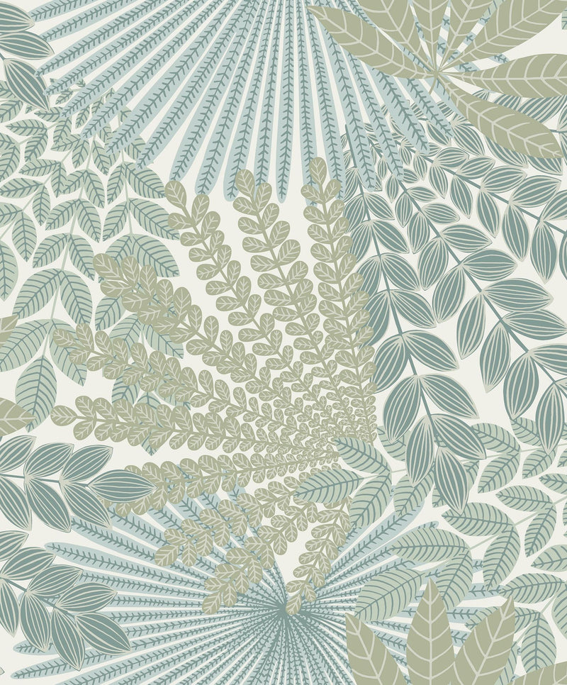 2262 Velvet Leaves Green and Blue Wallpaper by Boråstapeter