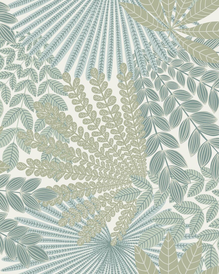 2262 Velvet Leaves Green and Blue Wallpaper by Boråstapeter