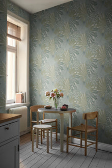2262 Velvet Leaves Green and Blue Wallpaper by Boråstapeter