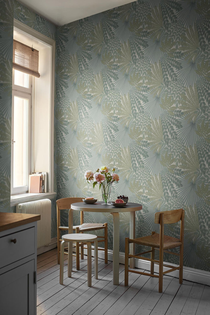 2262 Velvet Leaves Green and Blue Wallpaper by Boråstapeter