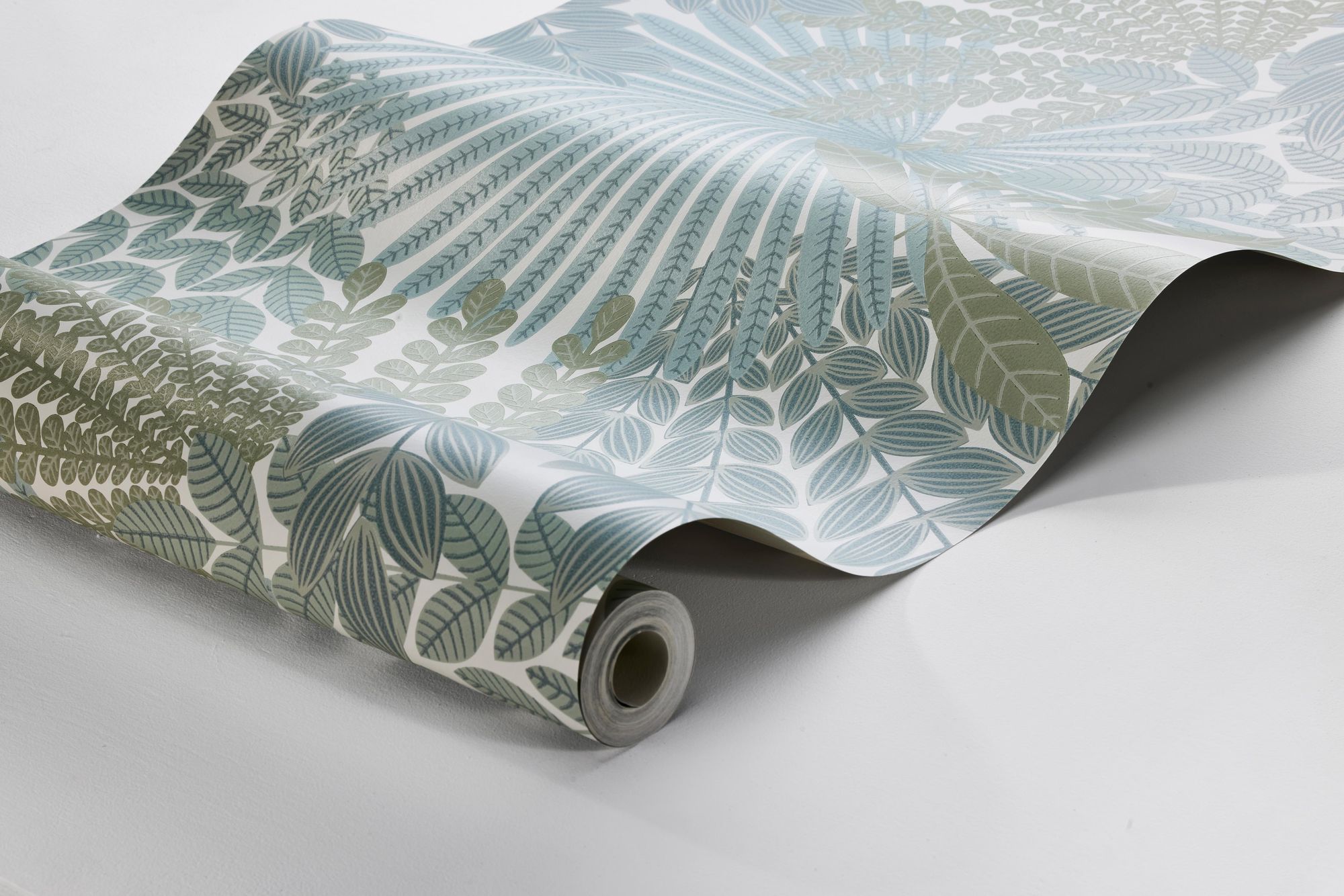 2262 Velvet Leaves Green and Blue Wallpaper by Boråstapeter