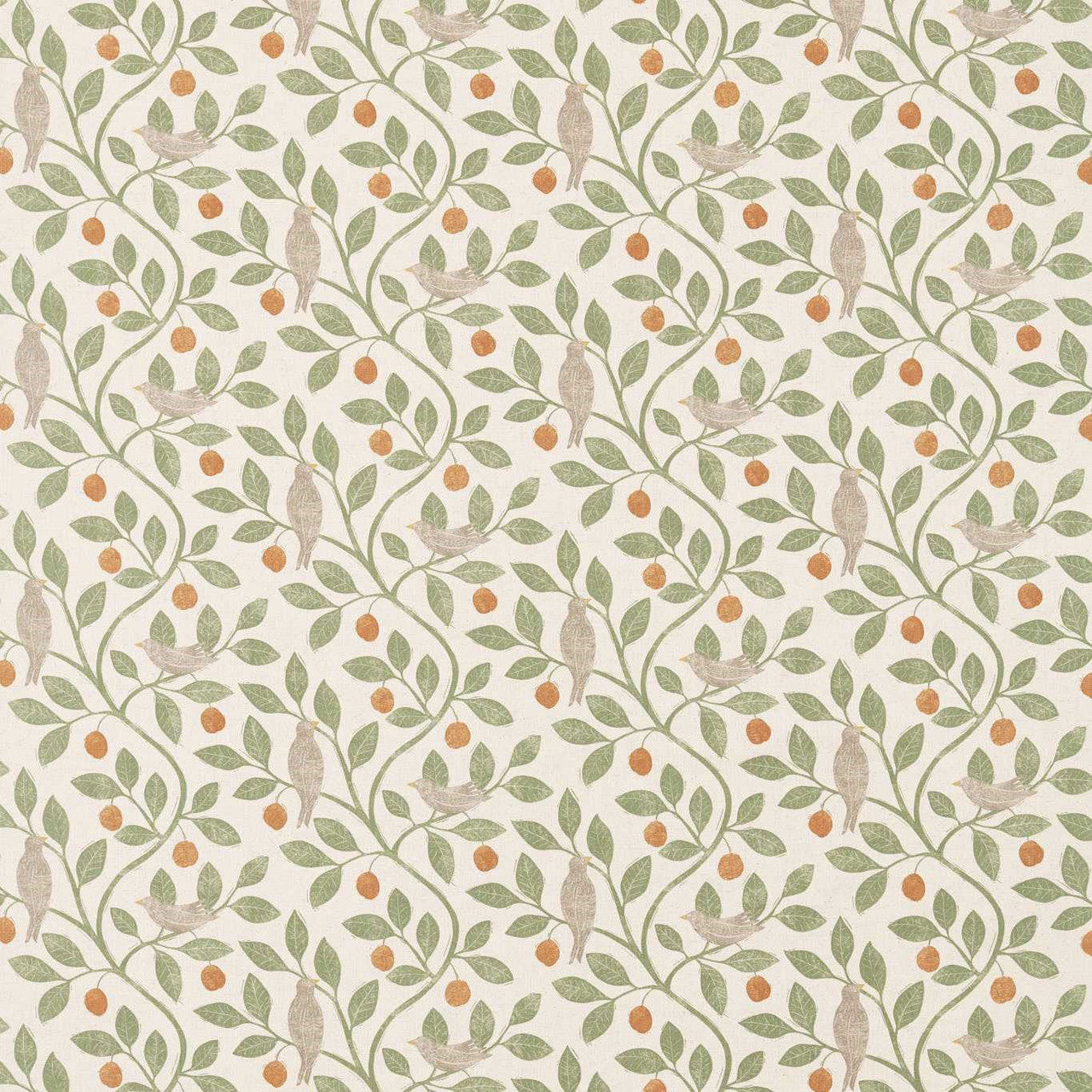 226362 Damson Tree Country Woodland Brick/Fennel Fabric by Sanderson