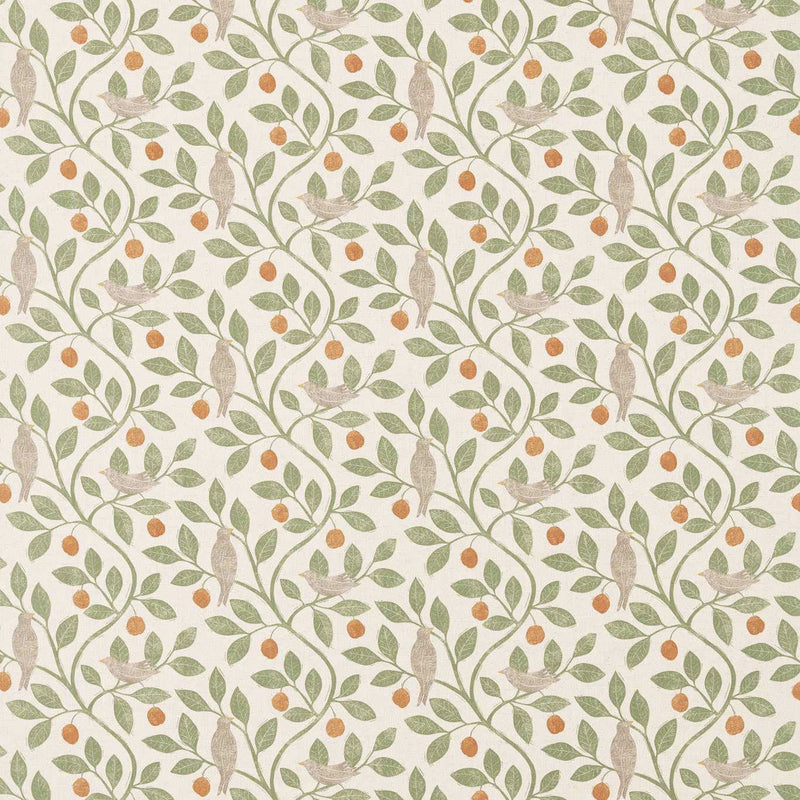 226362 Damson Tree Country Woodland Brick/Fennel Fabric by Sanderson