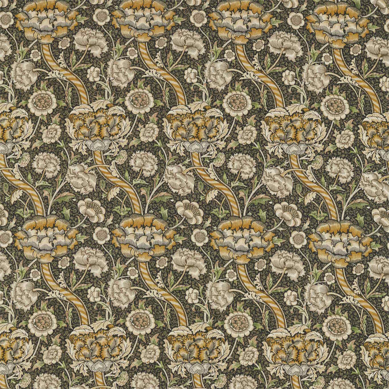 226397 Wandle Archive IV The Collector Charcoal/Mustard Fabric by Morris & Co