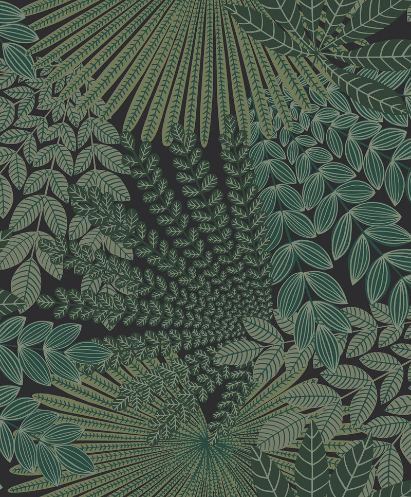 2263 Velvet Leaves Green and Black Wallpaper by Boråstapeter