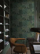 2263 Velvet Leaves Green and Black Wallpaper by Boråstapeter