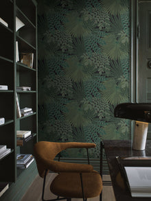 2263 Velvet Leaves Green and Black Wallpaper by Boråstapeter
