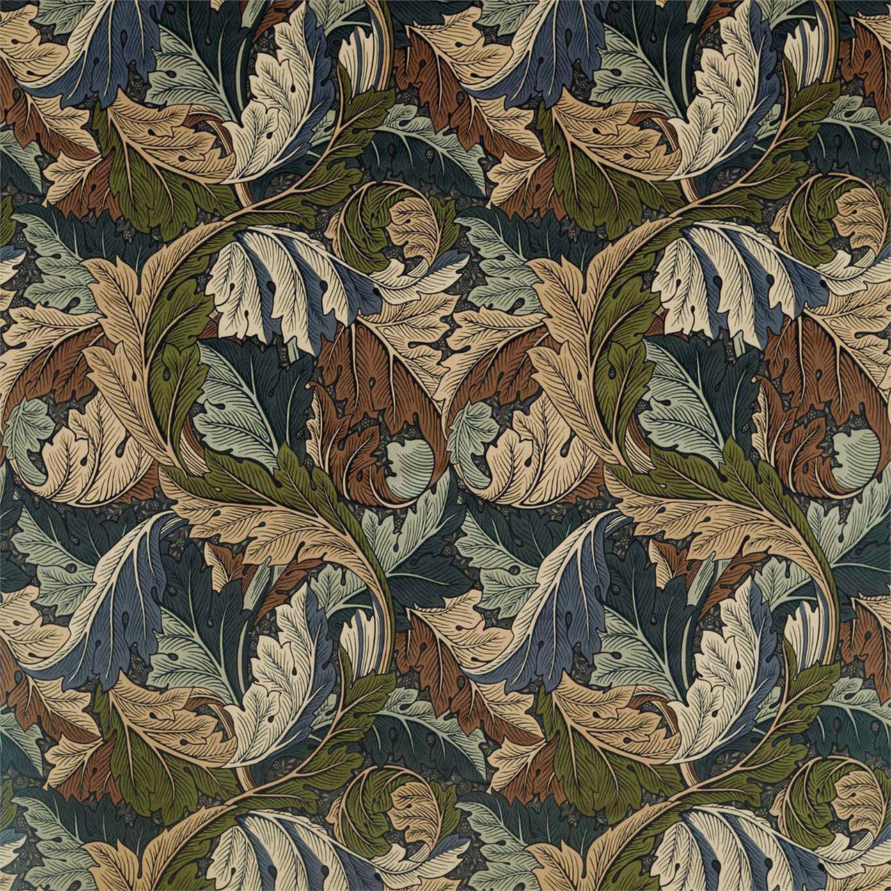 226401 Acanthus Archive IV The Collector Slate Blue/Thyme Fabric by Morris & Co