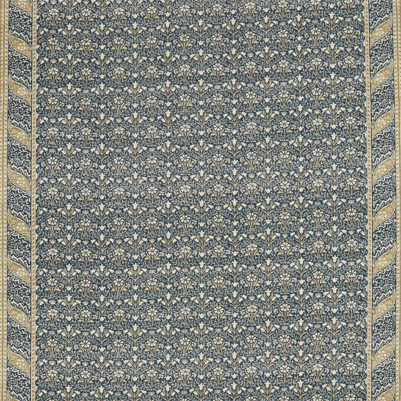 226403 Morris Bellflowers Archive IV The Collector Indigo/Sage Fabric by Morris & Co