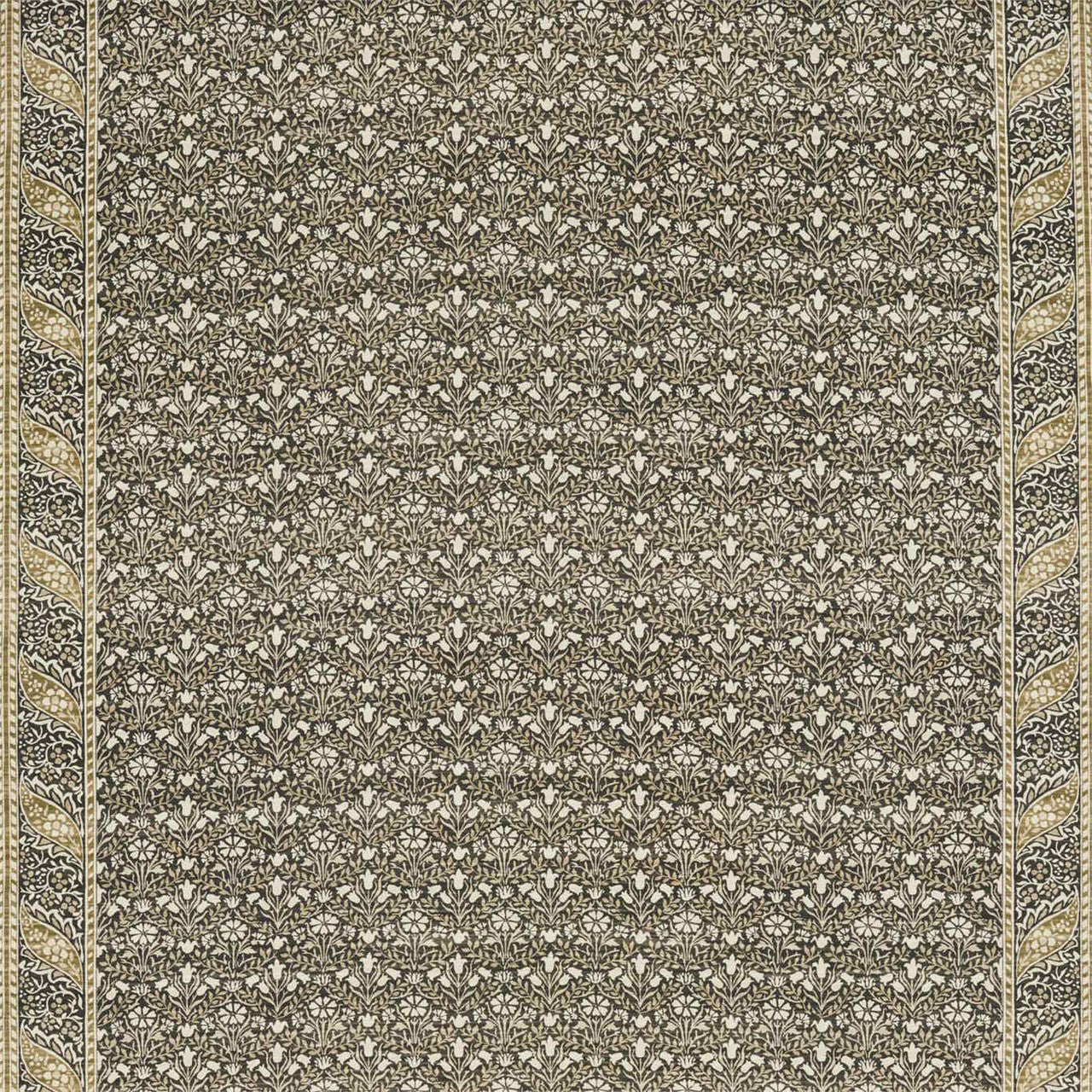 226405 Morris Bellflowers Archive IV The Collector Charcoal/Olive Fabric by Morris & Co