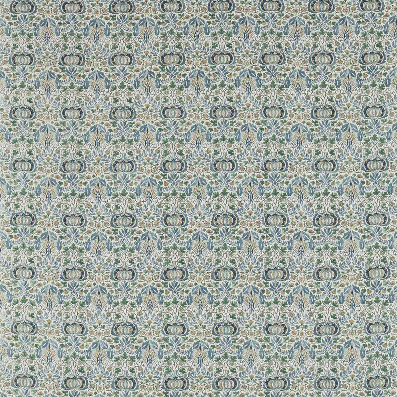 226406 Little Chintz Archive IV The Collector Blue/Fennel Fabric by Morris & Co