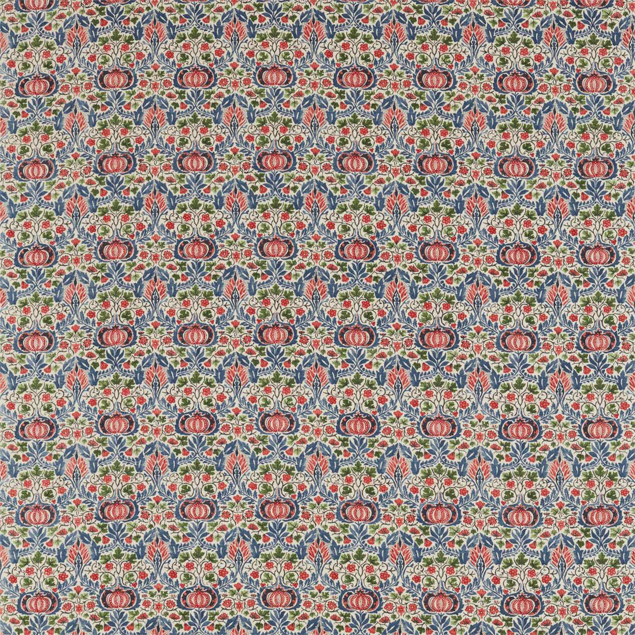 226407 Little Chintz Archive IV The Collector Indigo/Carmine Fabric by Morris & Co