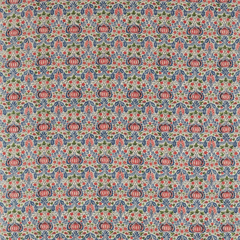 226407 Little Chintz Archive IV The Collector Indigo/Carmine Fabric by Morris & Co