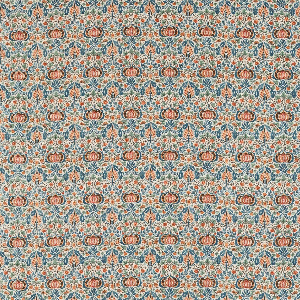 226409 Little Chintz Archive IV The Collector Teal/Saffron Fabric by Morris & Co