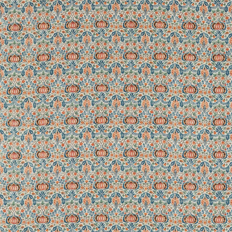 226409 Little Chintz Archive IV The Collector Teal/Saffron Fabric by Morris & Co