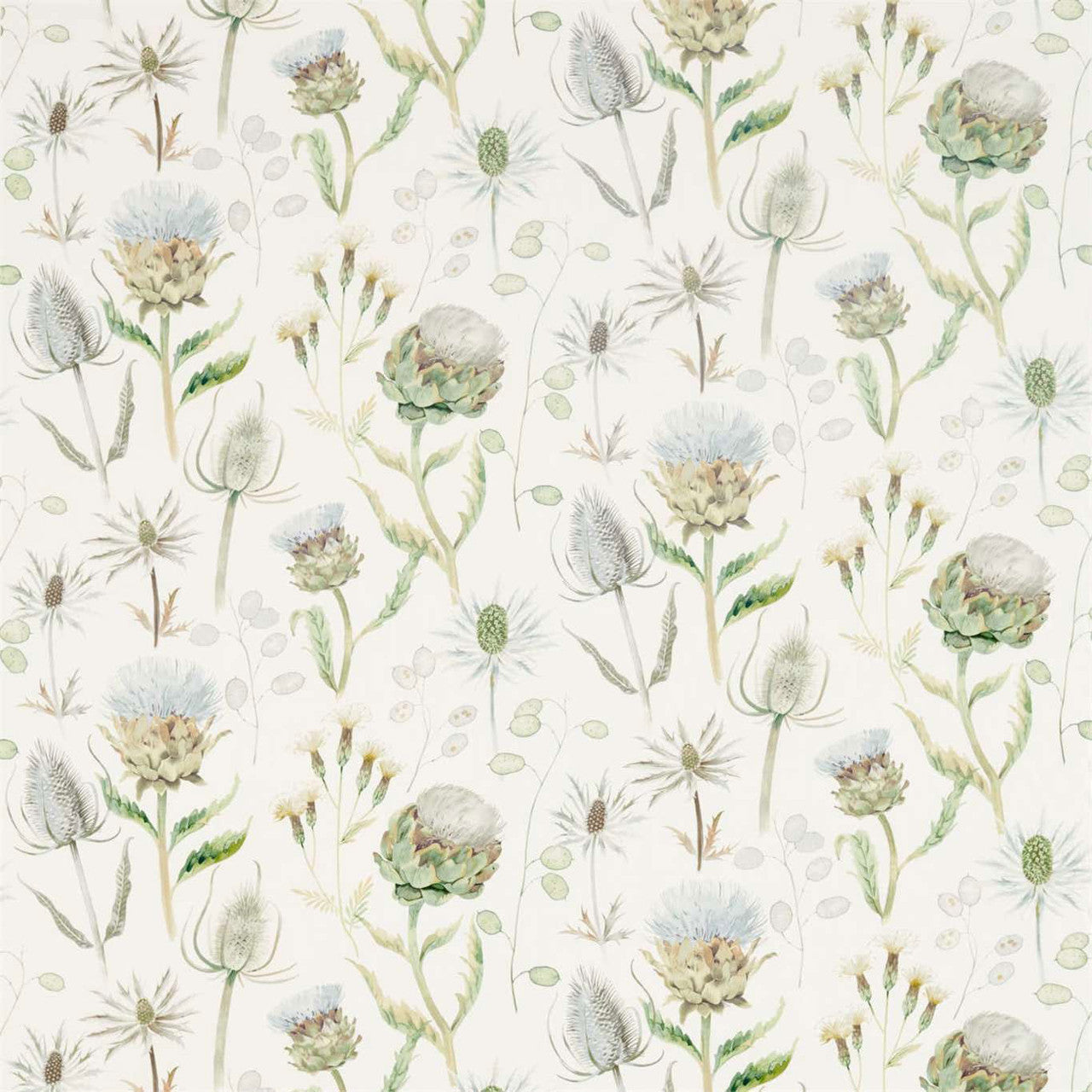 226421 Thistle Garden Embleton Bay Mist/Pebble Fabric by Sanderson