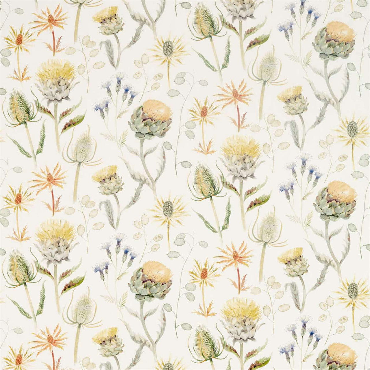 226422 Thistle Garden Embleton Bay Ochre/Olive Fabric by Sanderson