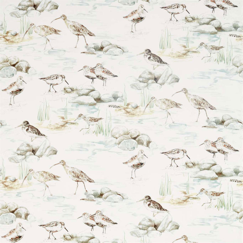 226426 Estuary Birds Embleton Bay Mist/Ivory Fabric by Sanderson