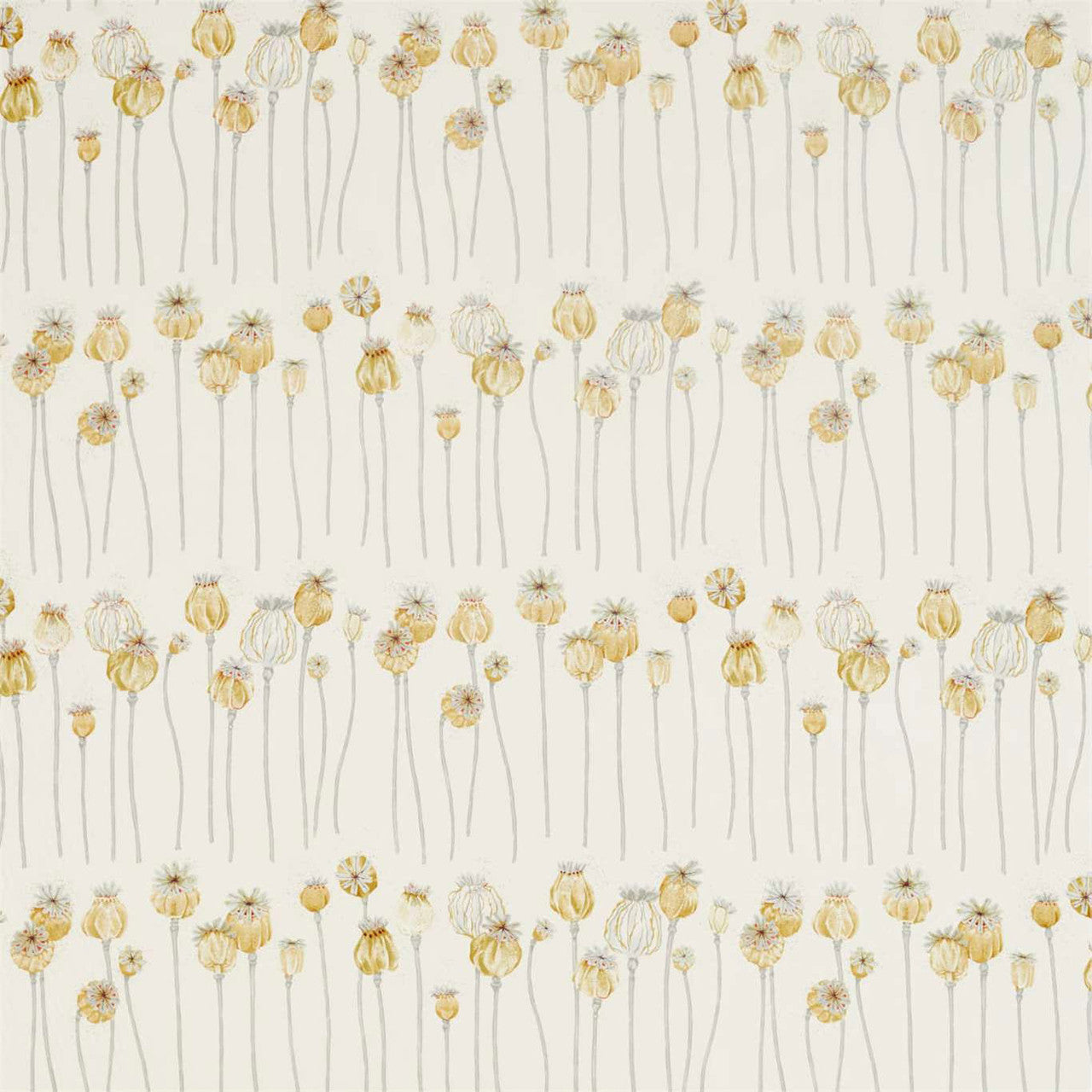 226430 Poppy Pods Embleton Bay Sienna/Dove Fabric by Sanderson