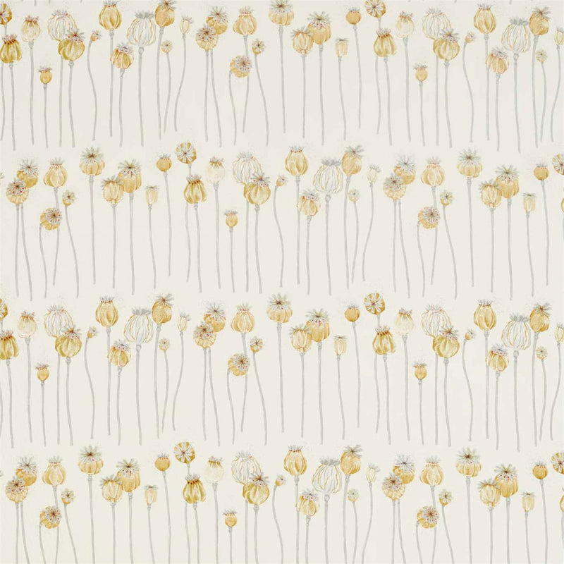 226430 Poppy Pods Embleton Bay Sienna/Dove Fabric by Sanderson