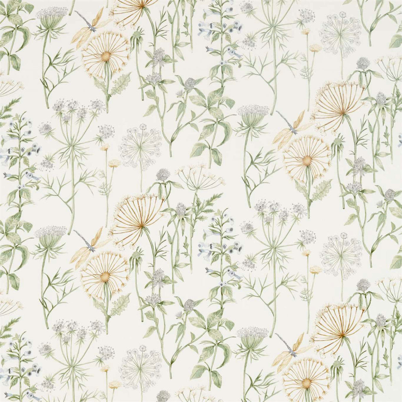 226437 Wild Angelica Embleton Bay Silver/Spring Leaf Fabric by Sanderson
