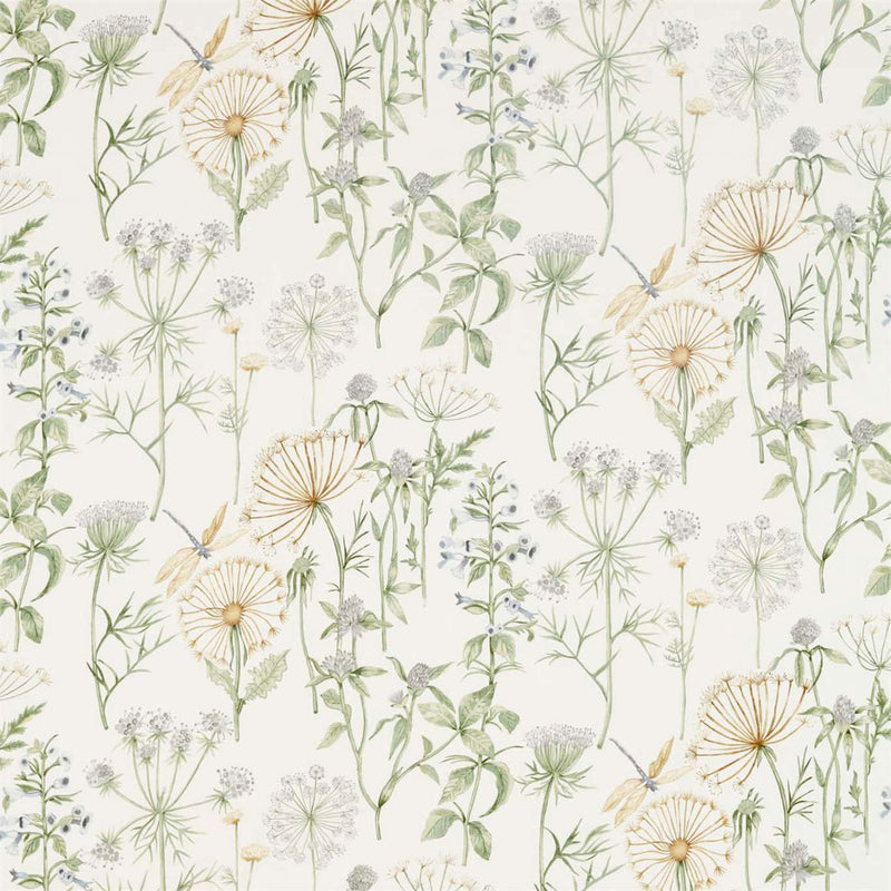 226437 Wild Angelica Embleton Bay Silver/Spring Leaf Fabric by Sanderson