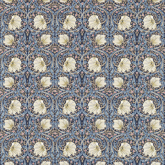 226453 Pimpernel Compilation Indigo/Hemp Fabric by Morris & Co