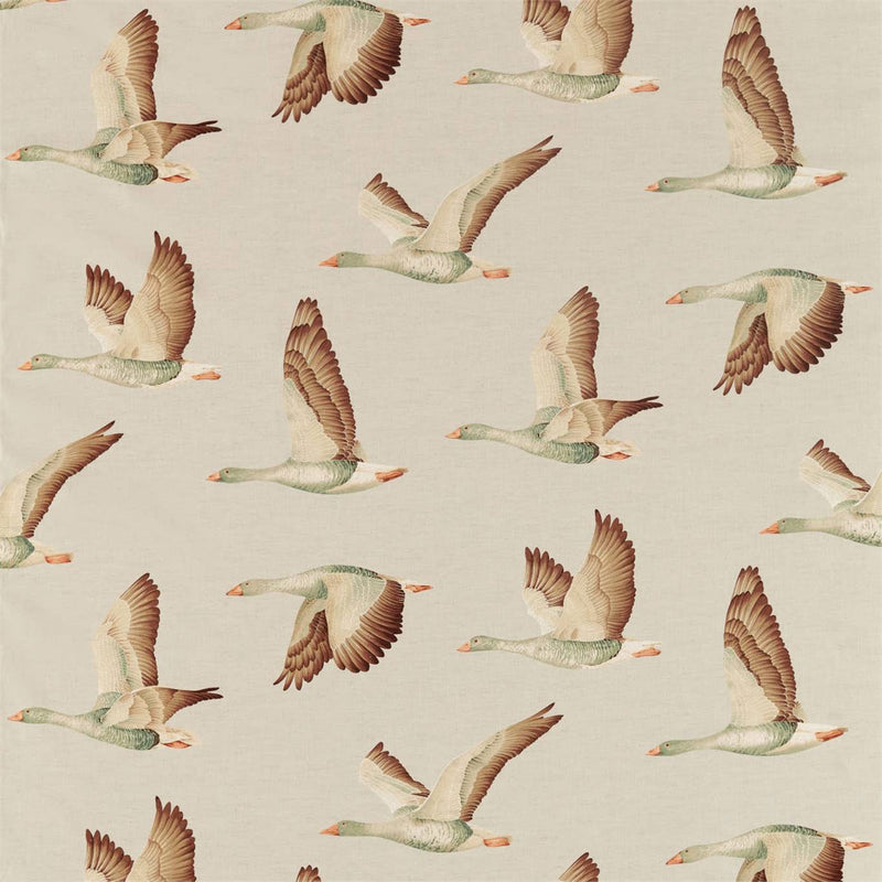 226518 Elysian Geese Elysian Briarwood/Linen Fabric by Sanderson