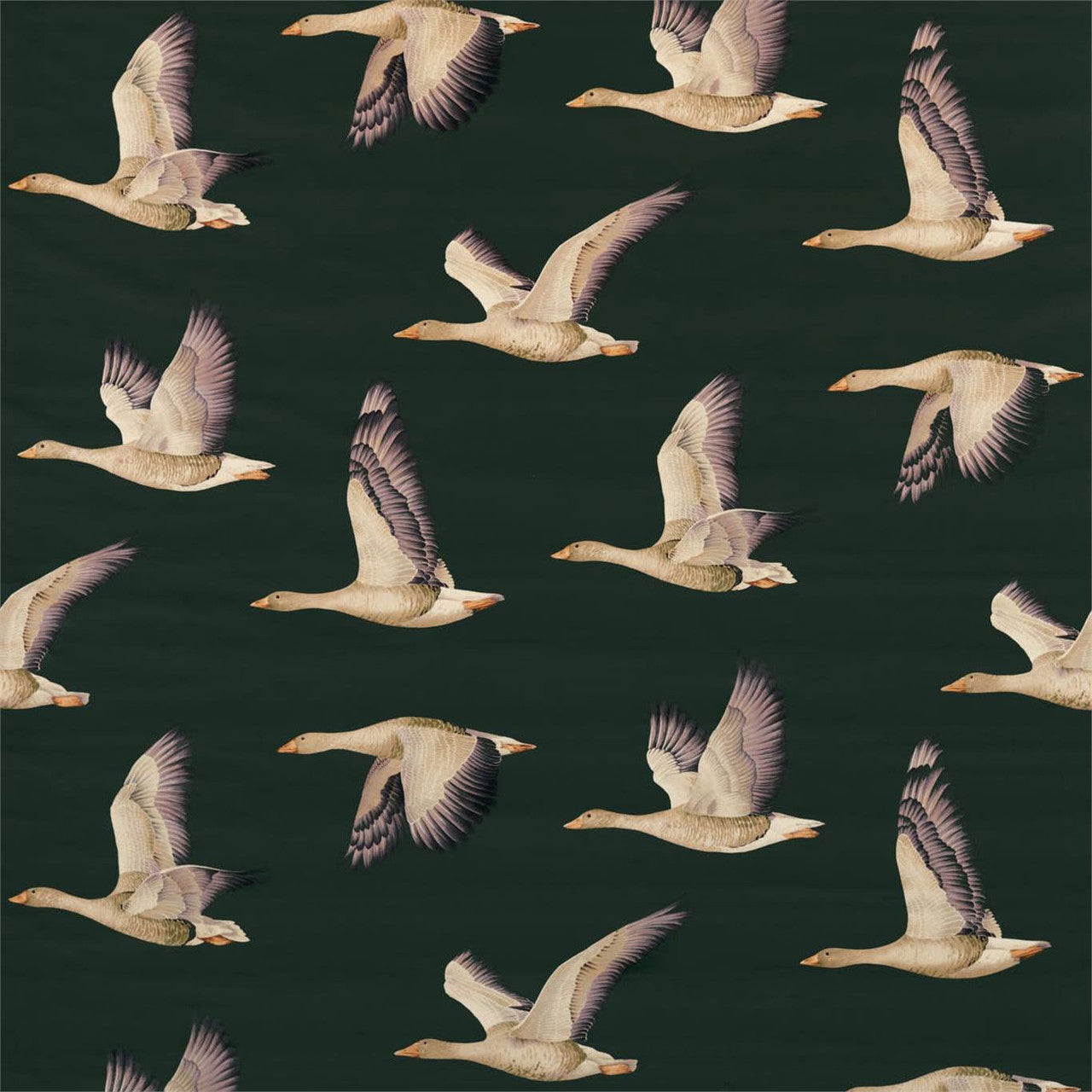 226519 Elysian Geese Elysian Forest/Fig Fabric by Sanderson