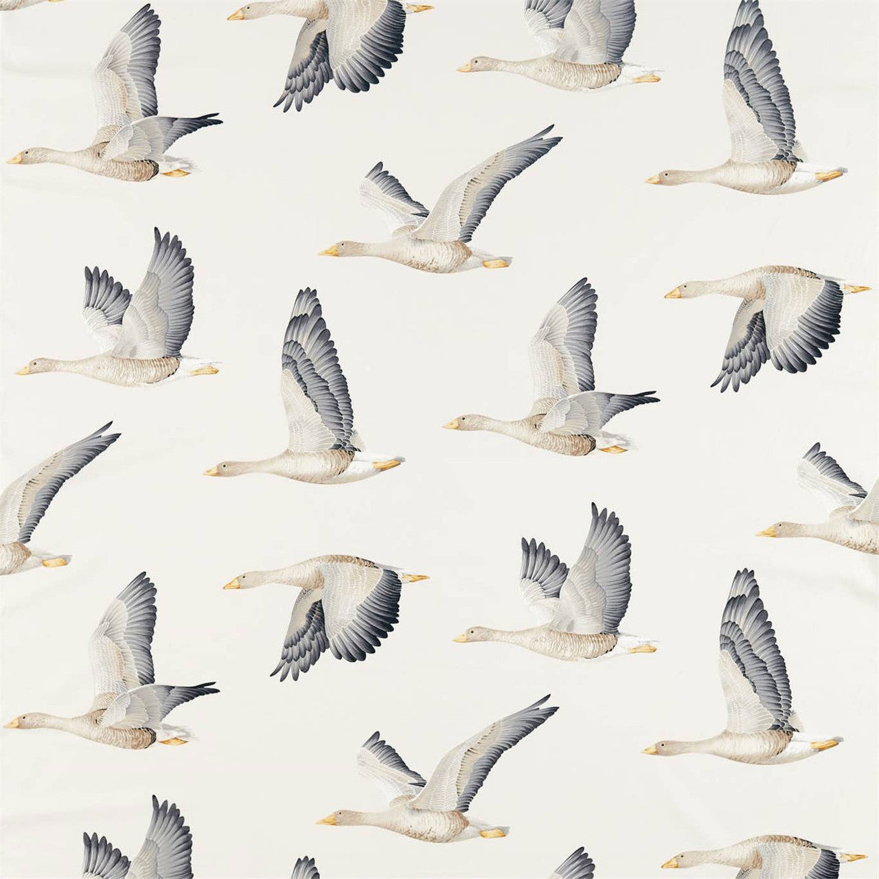 226520 Elysian Geese Elysian Silver/Chalk Fabric by Sanderson