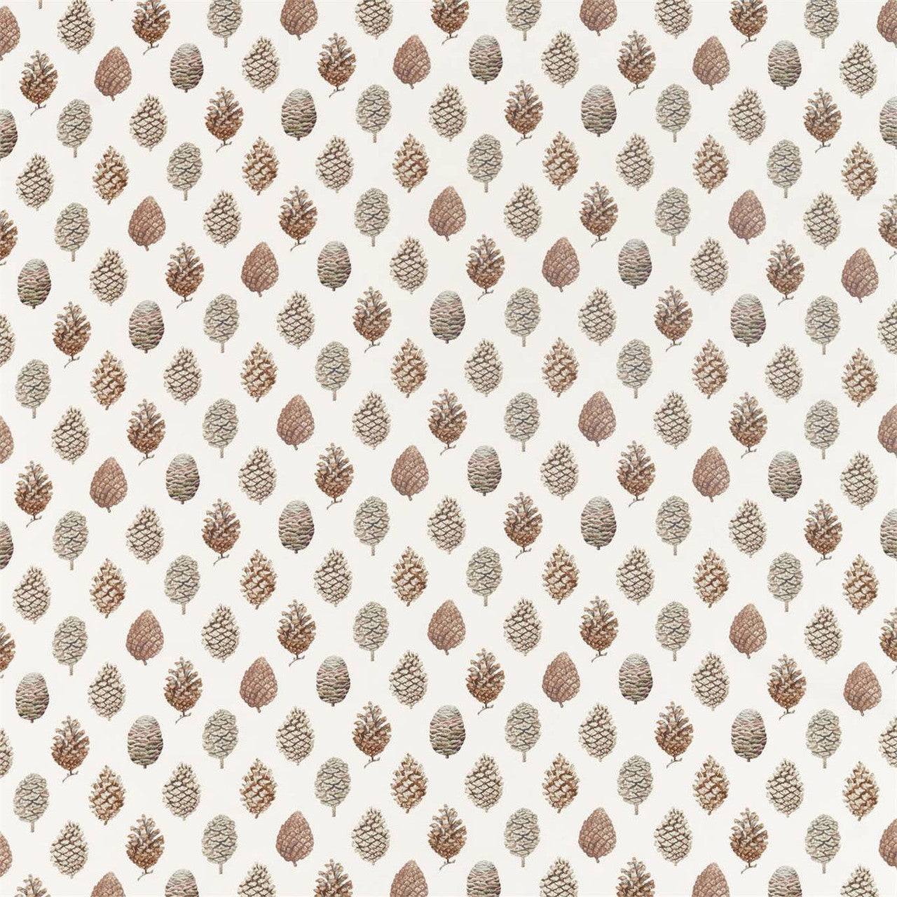 226527 Pine Cones Elysian Briarwood/Cream Fabric by Sanderson