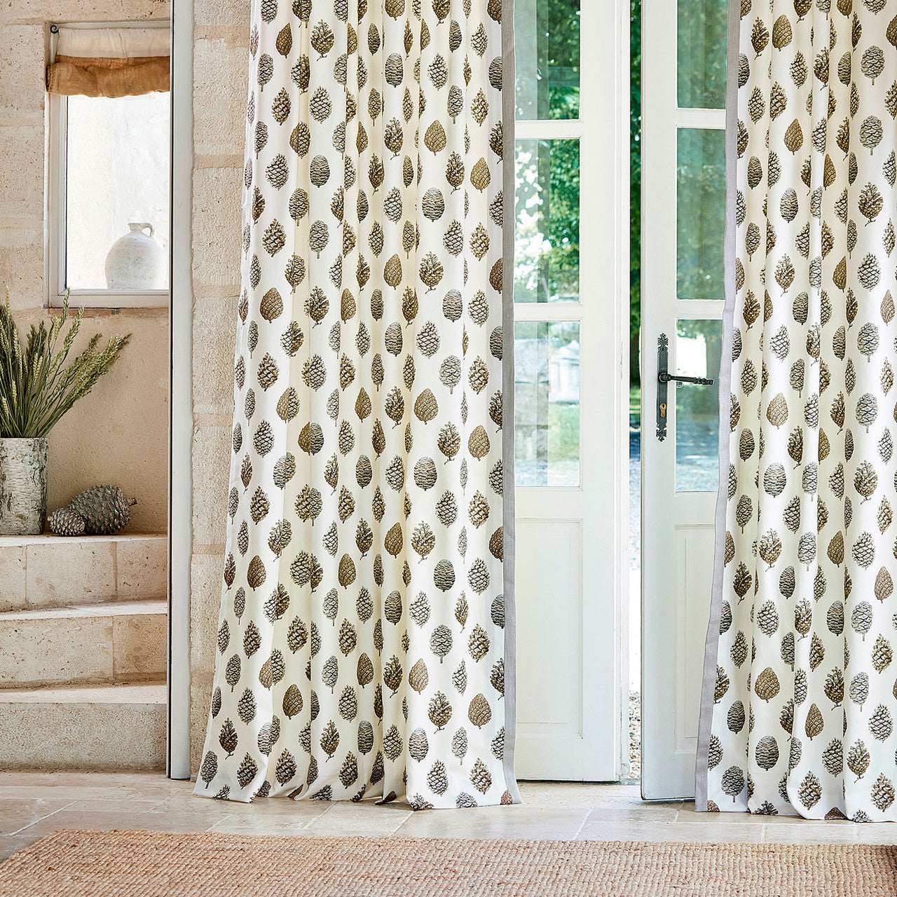 226527 Pine Cones Elysian Briarwood/Cream Fabric by Sanderson