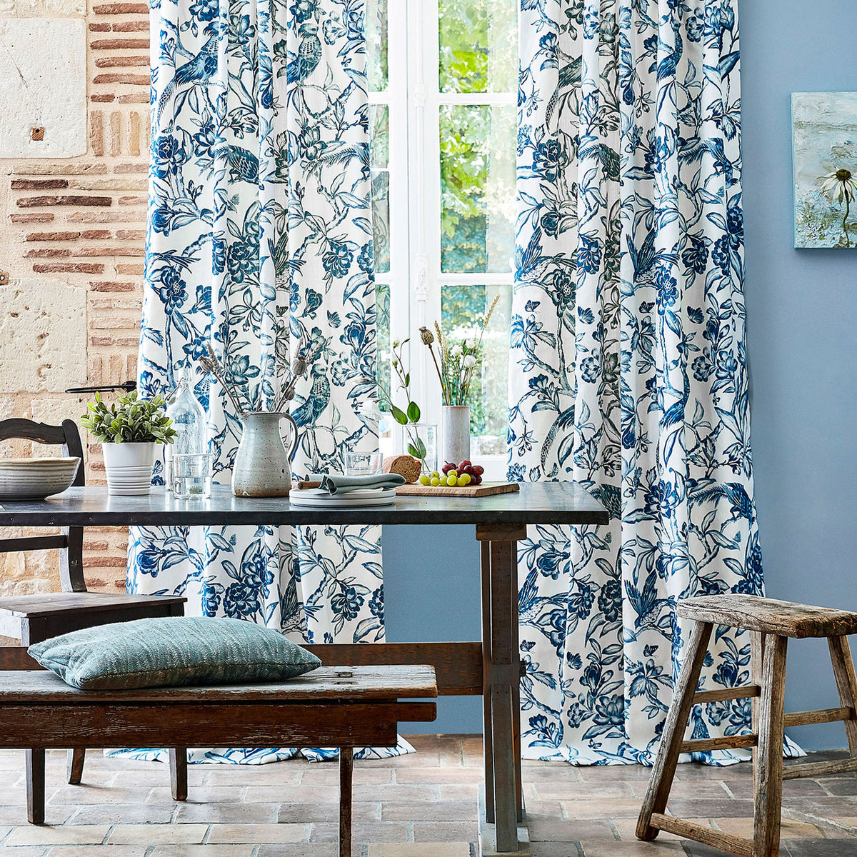 Tattershall Elysian Indigo Fabric by Sanderson
