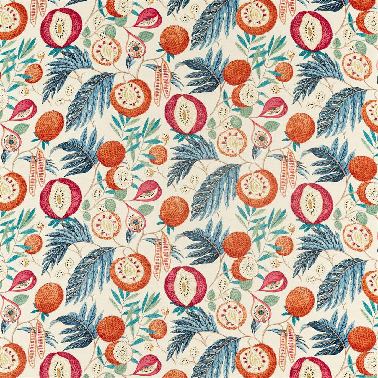 226561 Jackfruit Glasshouse Indigo/Rambutan Fabric by Sanderson