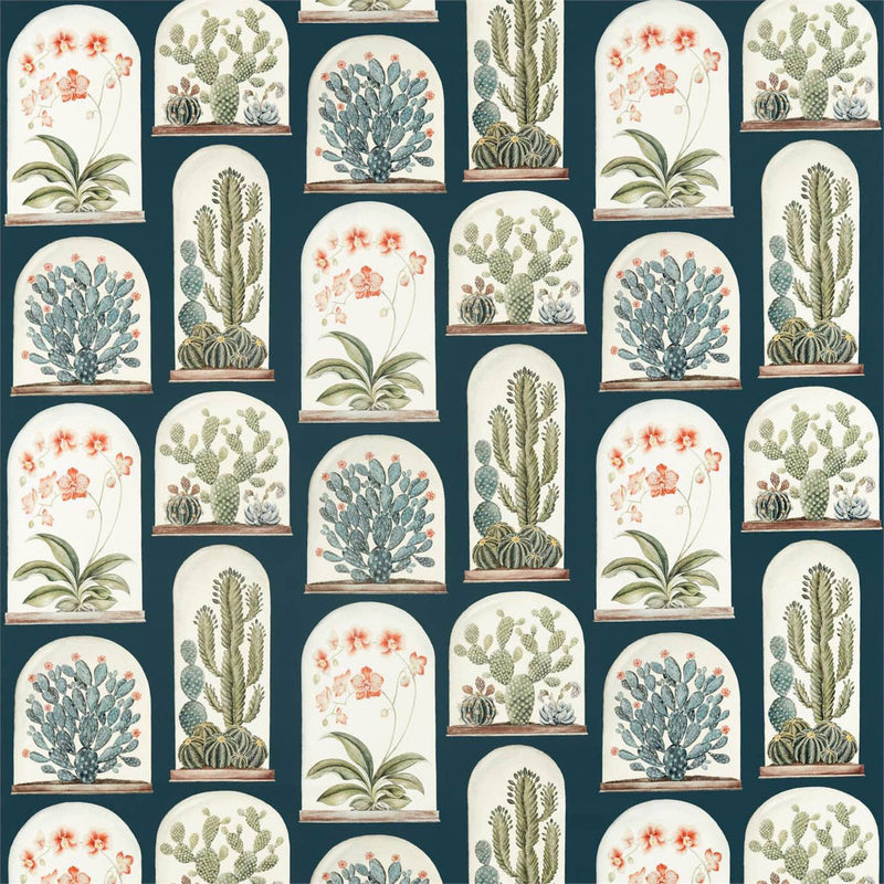 226572 Terrarium Glasshouse Ink/Papaya Fabric by Sanderson