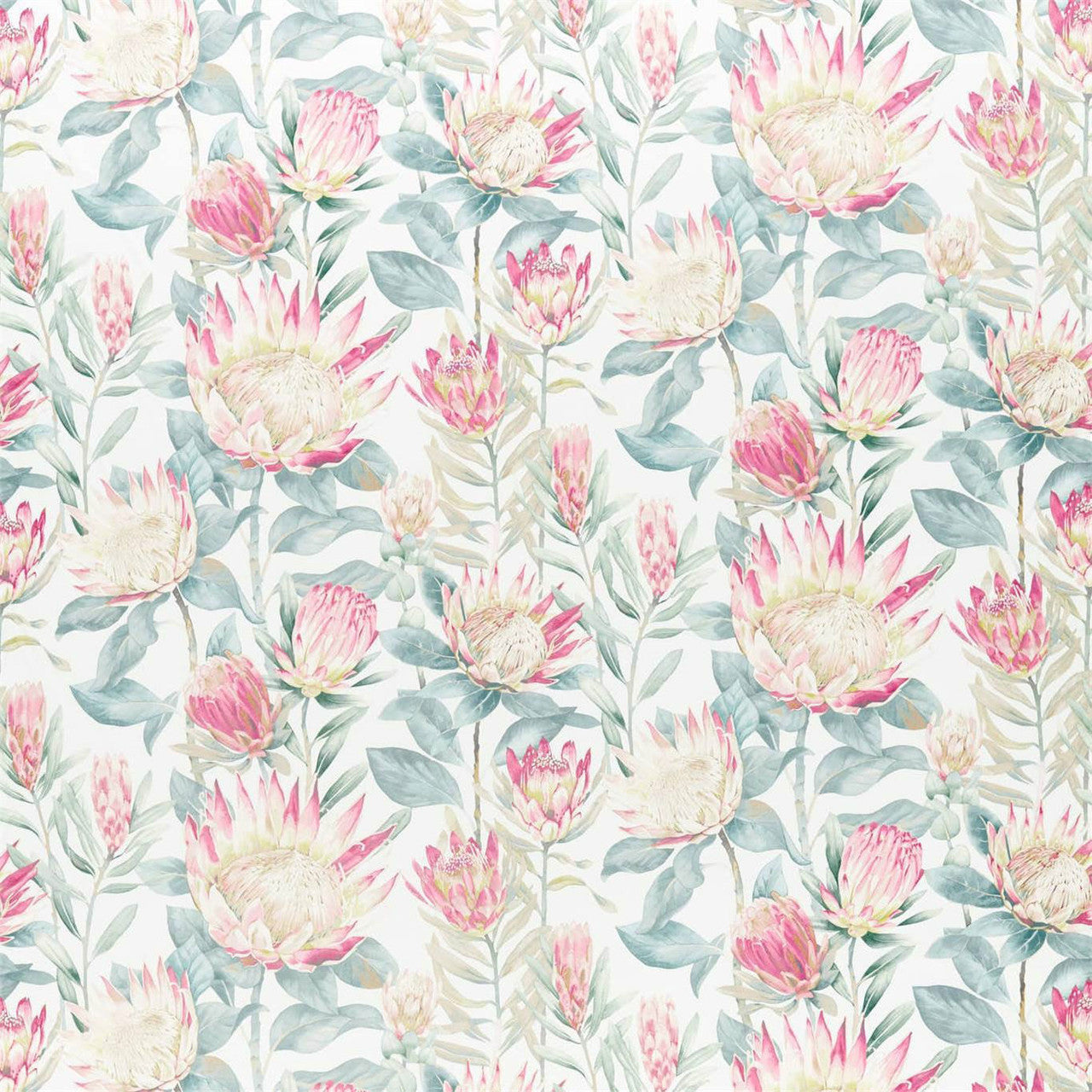 226574 King Protea Glasshouse Orchid/Grey Fabric by Sanderson