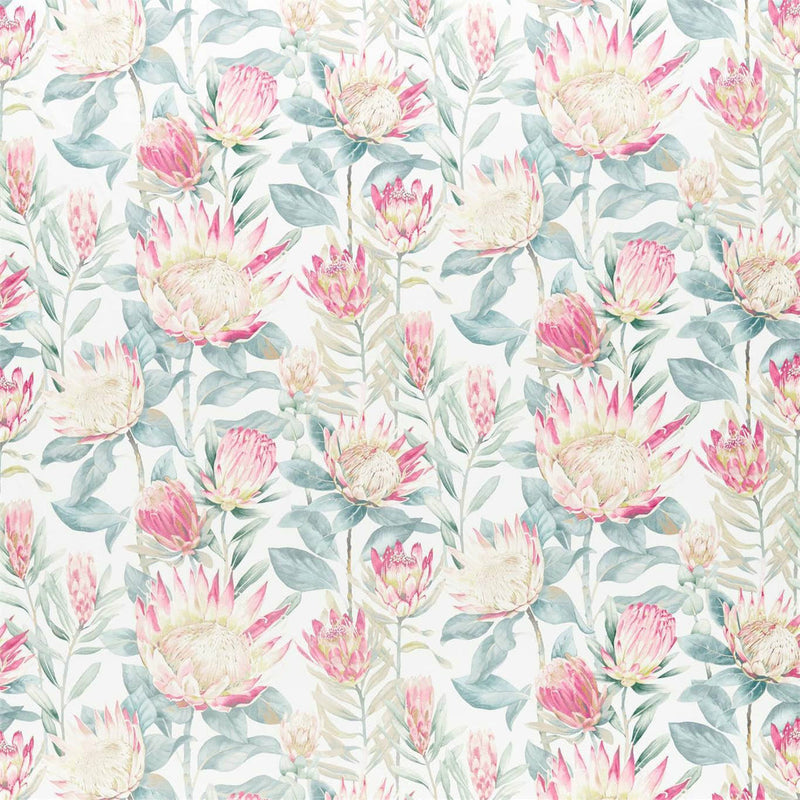 226574 King Protea Glasshouse Orchid/Grey Fabric by Sanderson