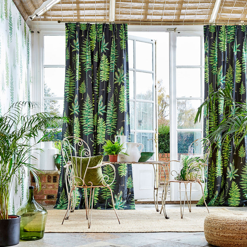 226577 Fernery Glasshouse Botanical Green/Charcoal Fabric by Sanderson