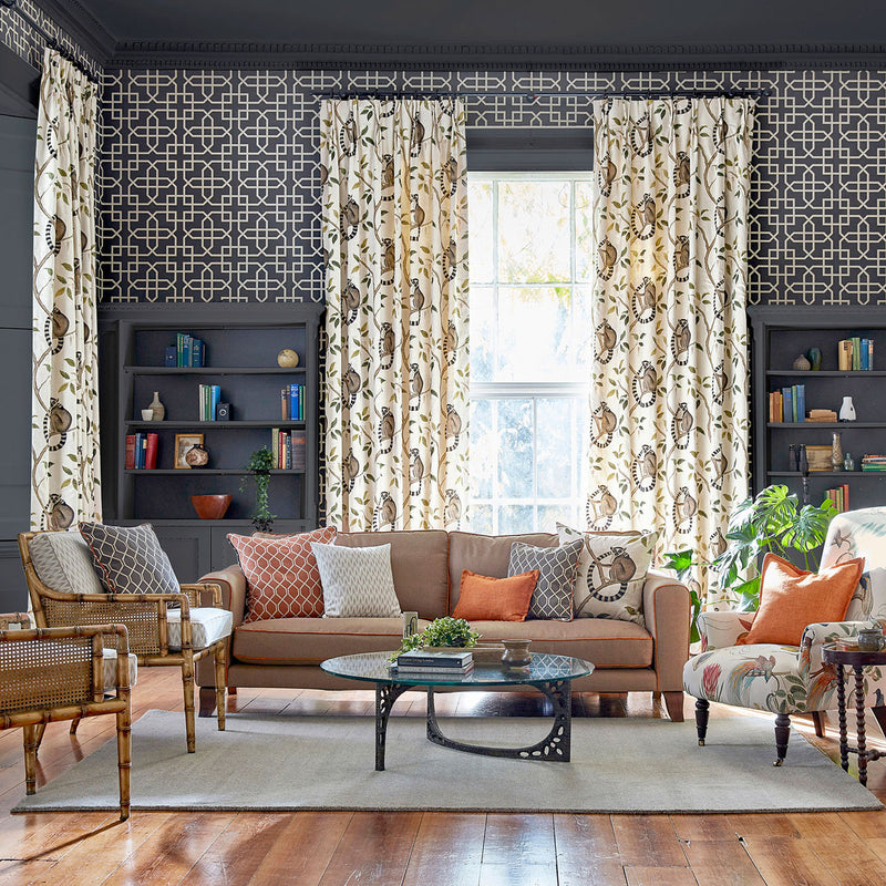 226581 Ringtailed Lemur Glasshouse Olive Fabric by Sanderson