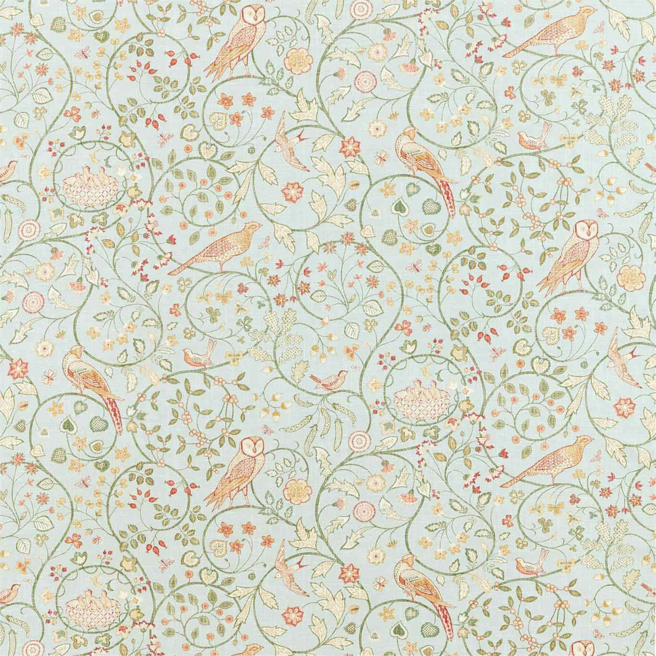 226590 Newill Melsetter Grey Blue Fabric by Morris & Co