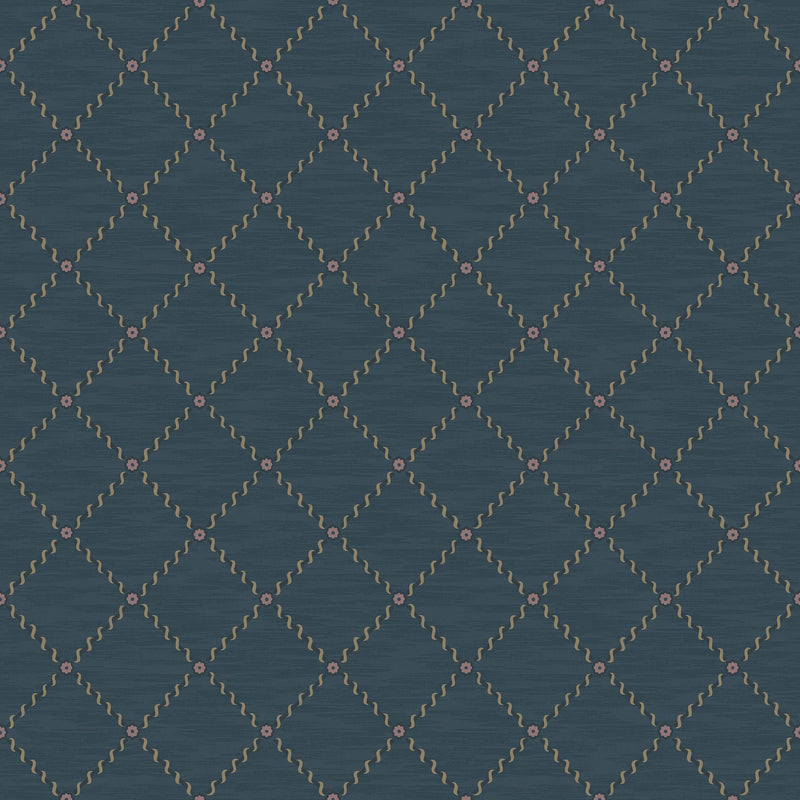 2265 Golden Trellis Blue Wallpaper by Boråstapeter