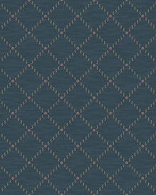 Golden Trellis Blue Treasured Wallpaper by Boråstapeter