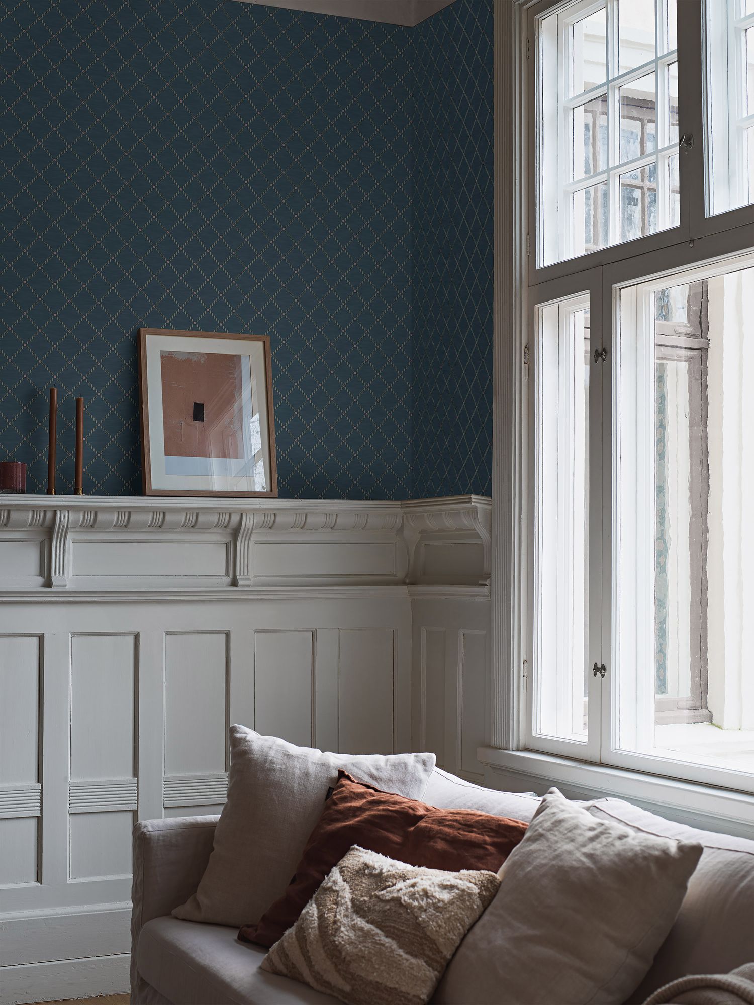 2265 Golden Trellis Blue Wallpaper by Boråstapeter