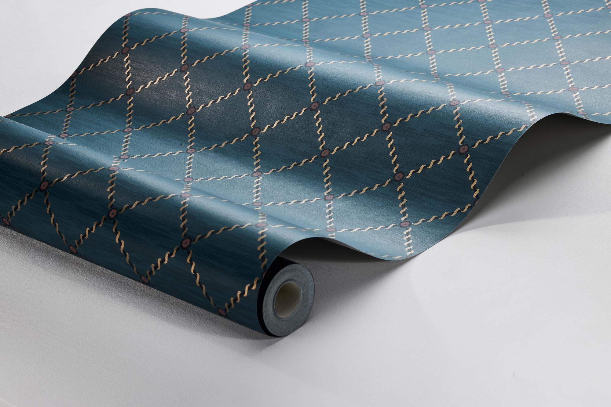 2265 Golden Trellis Blue Wallpaper by Boråstapeter