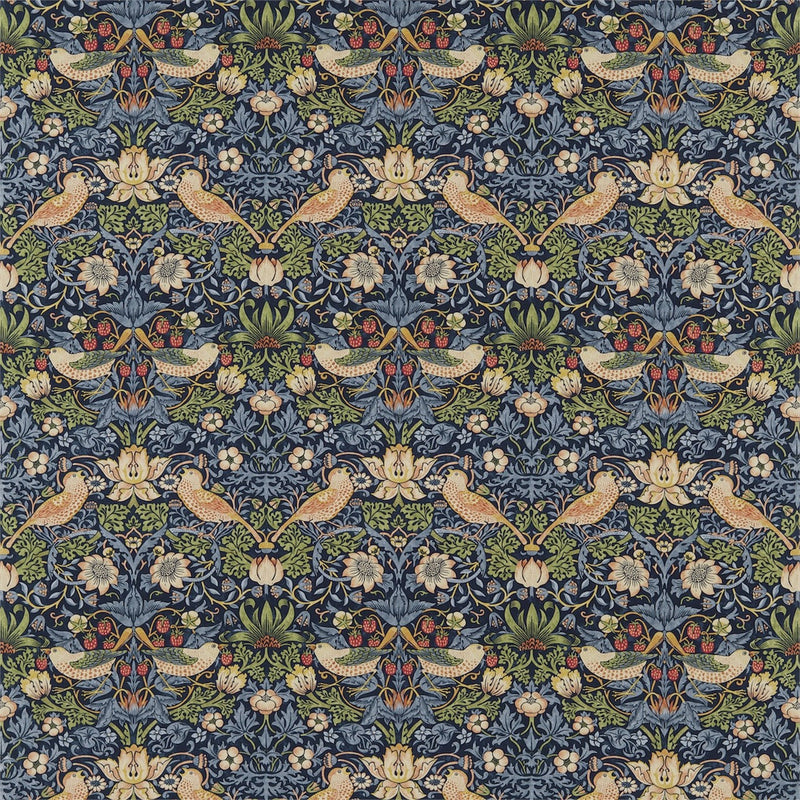226685 Strawberry Thief Compilation Indigo/Mineral Fabric by Morris & Co