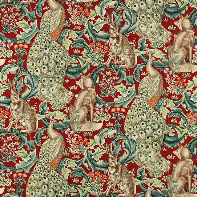 226696 Forest Compilation Red Fabric by Morris & Co