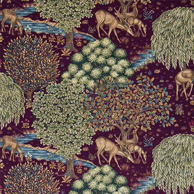 The Brook Compilation Tapestry Red Fabric by Morris & Co