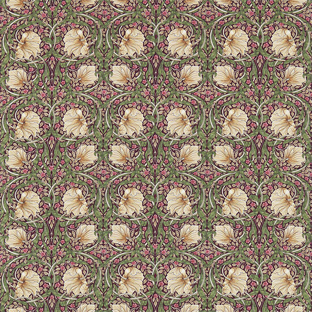226700 Pimpernel Compilation Aubergine/Olive Fabric by Morris & Co